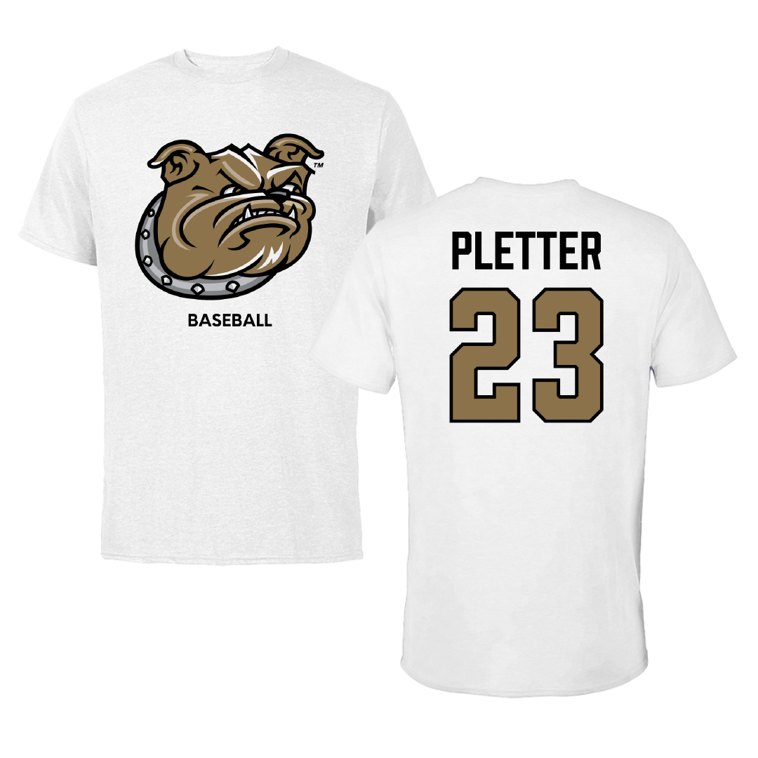 Bryant University Baseball White Performance Tee - #23 Jack Pletter