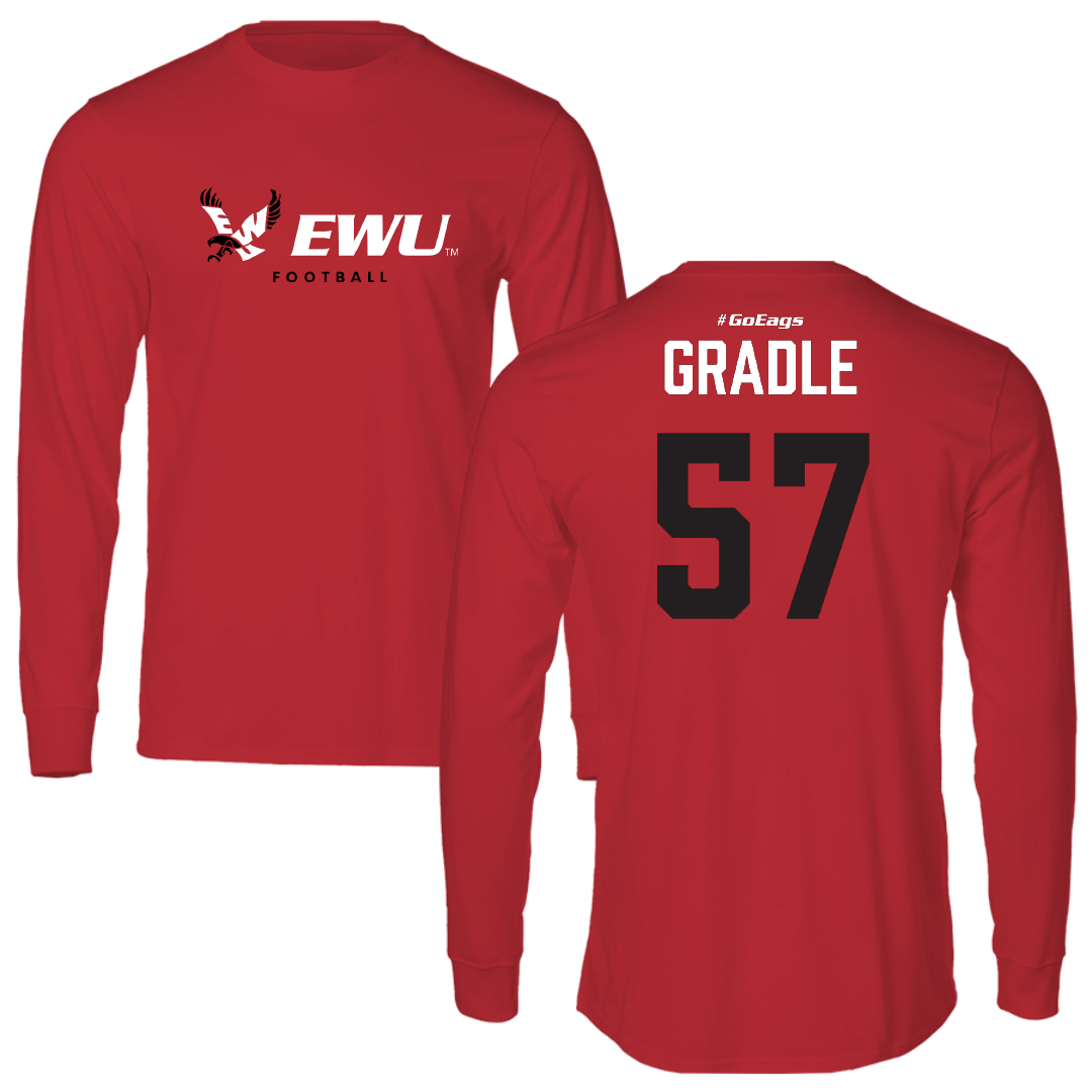 Eastern Washington University Football Red Long Sleeve - #57 Michael Gradle