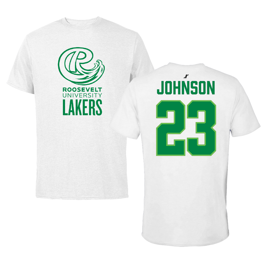 Roosevelt University Football White Performance Tee - #23 Jmar Johnson