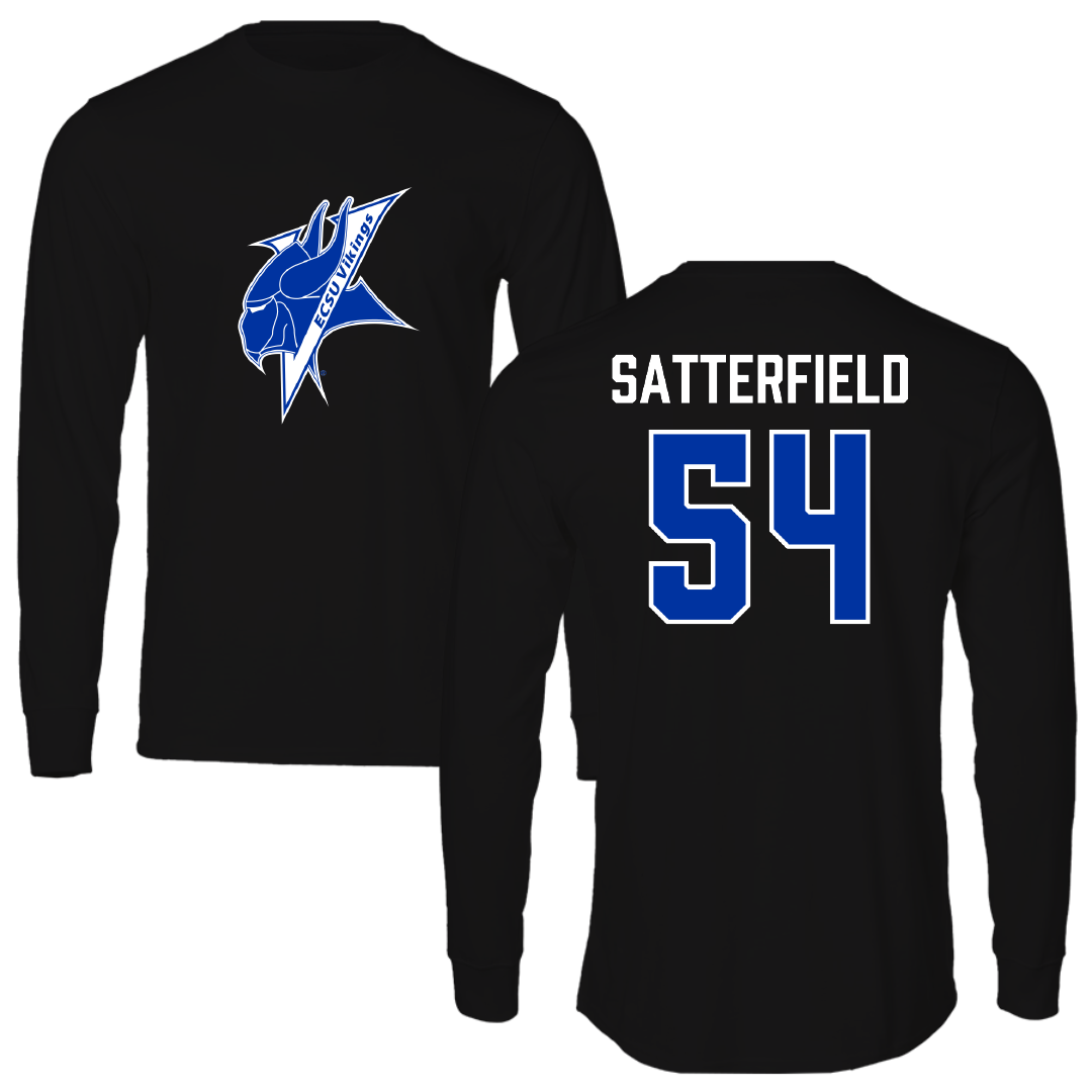 Elizabeth City State University Football Black Performance Long Sleeve - #54 Darius Satterfield