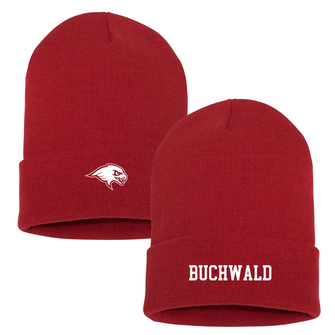 Montclair State University Football Red Beanie - #0 Alex Buchwald