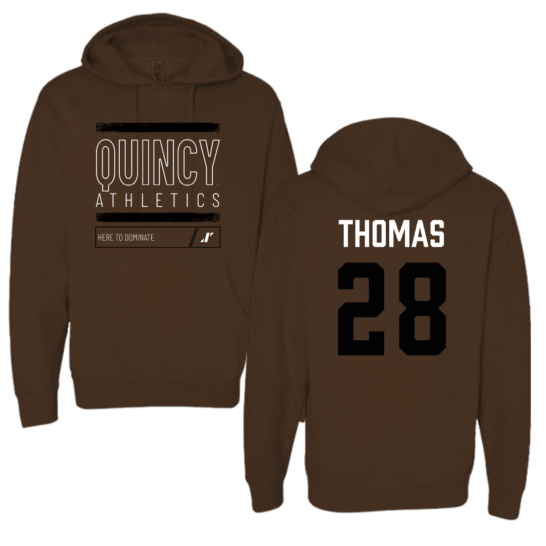 Quincy University Football Brown Dominate Hoodie - #28 Bryson Thomas