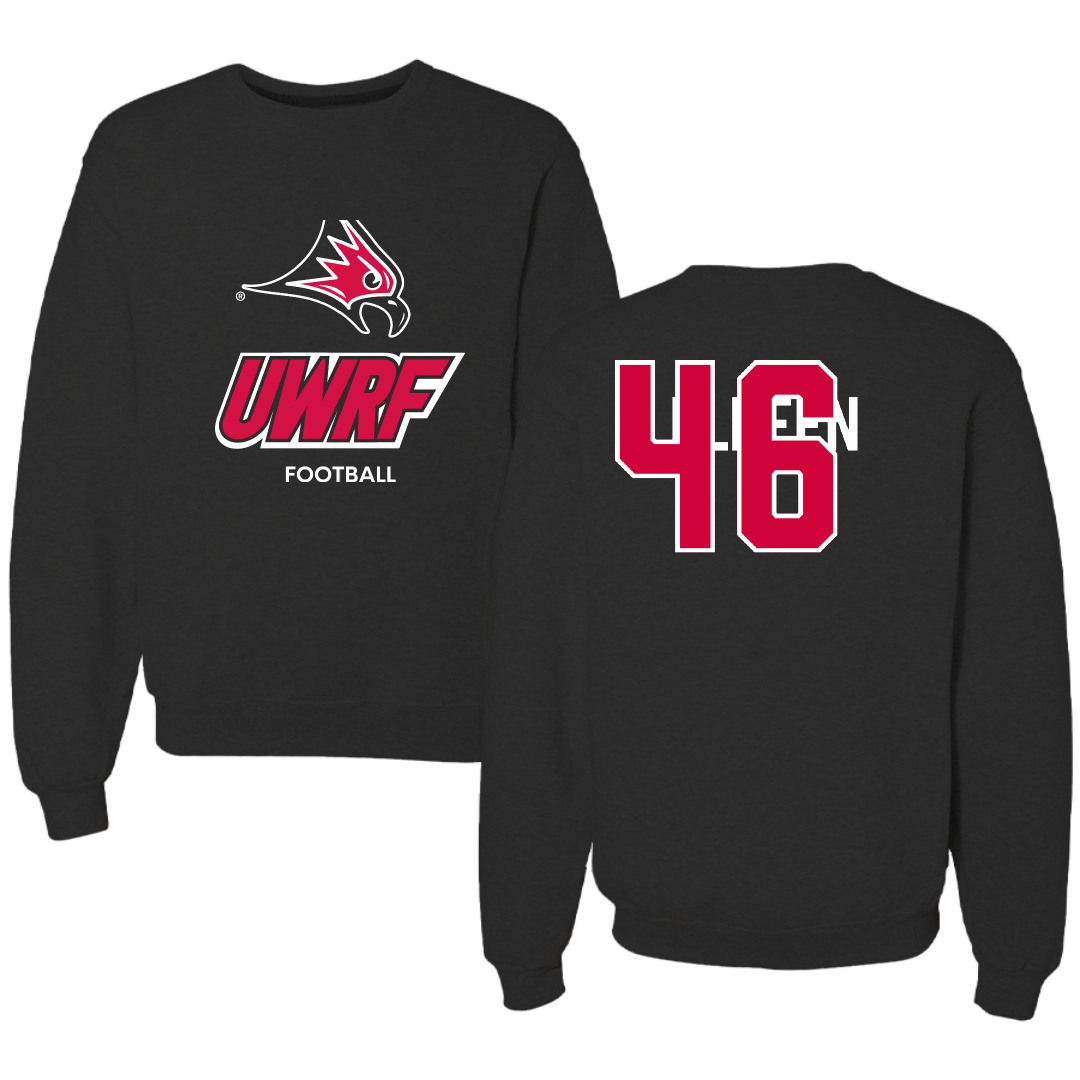 University of Wisconsin-River Falls Football Black Crewneck - #46 Austin Eldeen