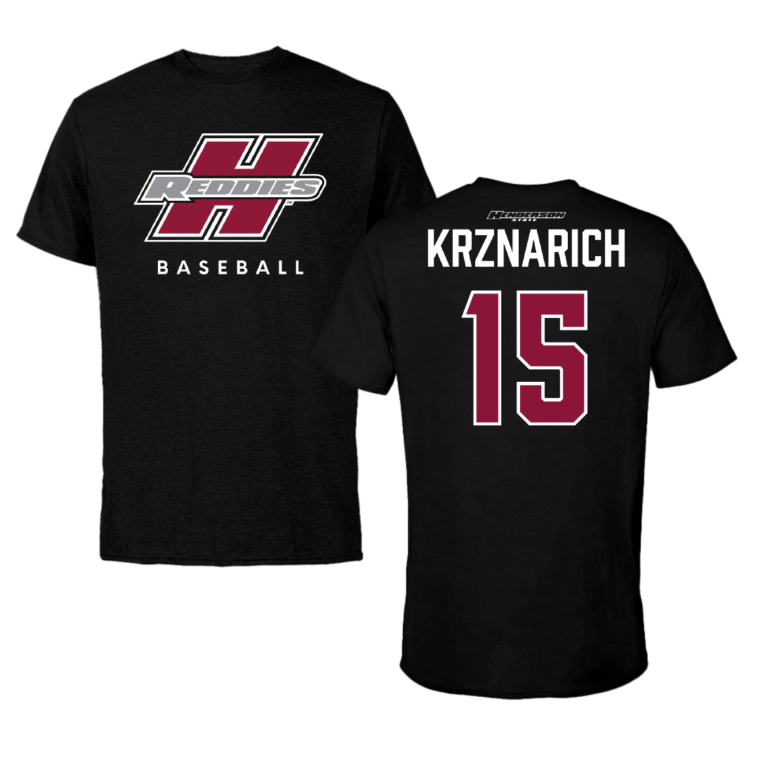 Henderson State University Baseball Black Performance Tee - #15 Mason Krznarich