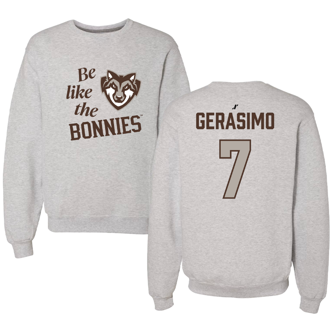 St. Bonaventure University Rugby (M) Light Gray Be Like Us Crewneck - #7 Connor Gerasimo