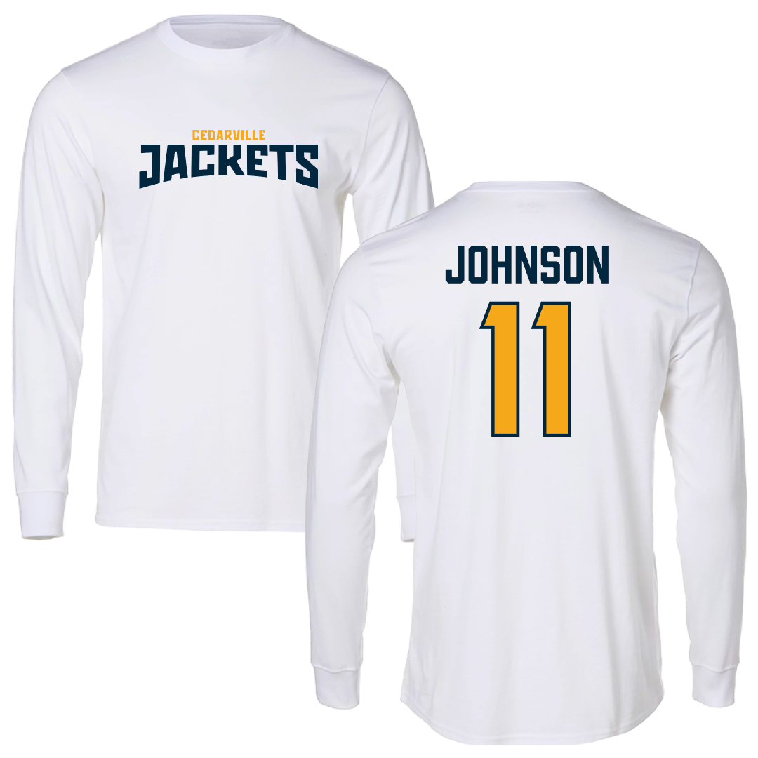 Cedarville University Basketball (M) White Classic Long Sleeve - #11 Sam Johnson