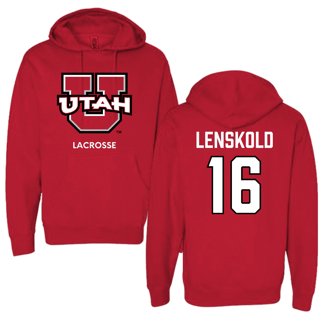 University of Utah Lacrosse (M) Red Utes Hoodie - #16 Colin Lenskold
