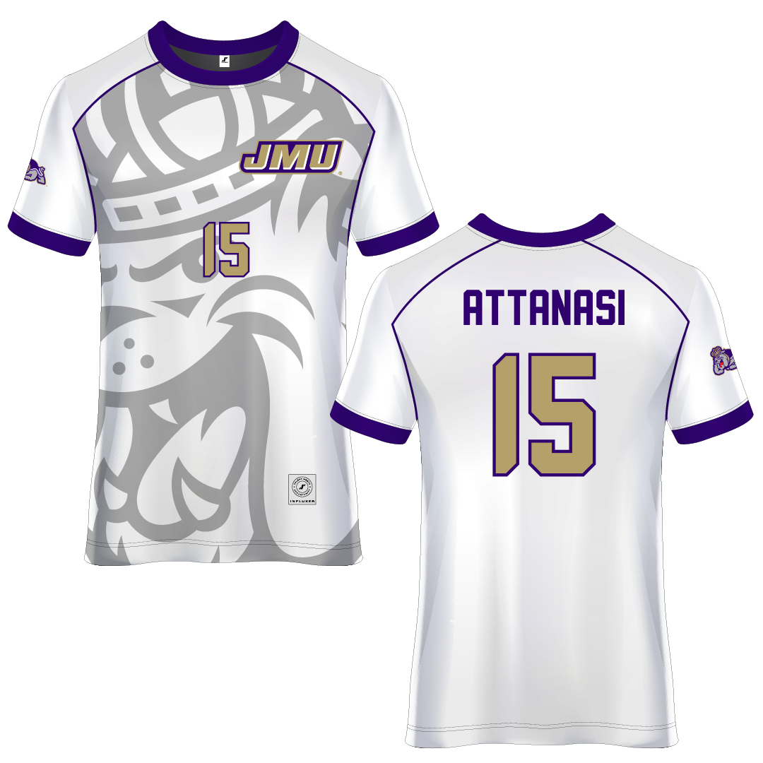 James Madison University White Soccer Jersey - #15 Amanda Attanasi