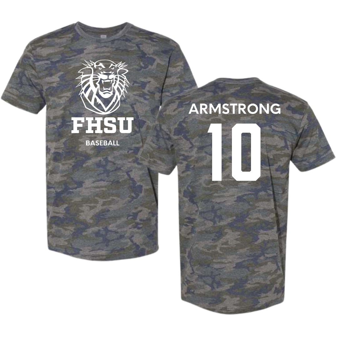 Fort Hays State University Baseball Vintage Camo Tee - #10 Jamison Armstrong