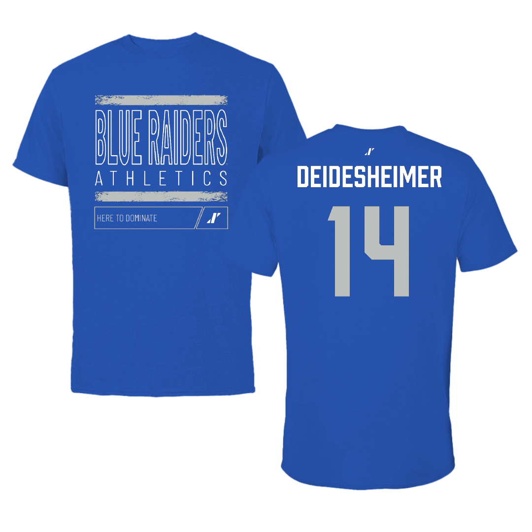 Middle Tennessee State University Volleyball Blue Dominate Performance Tee - #14 Payton Deidesheimer
