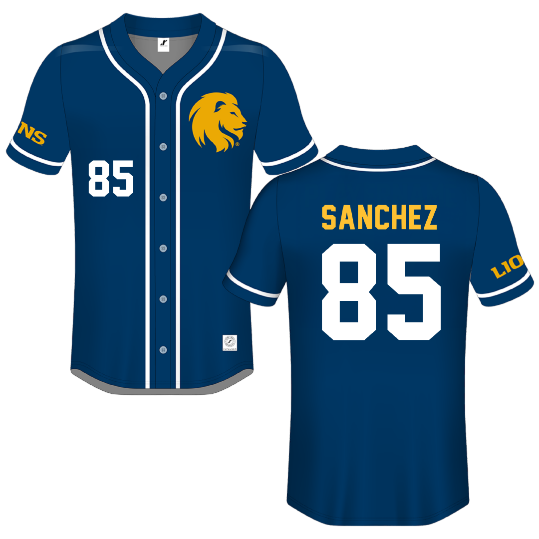 East Texas A&M University Navy Button-Down Jersey - #85 Julia Sanchez