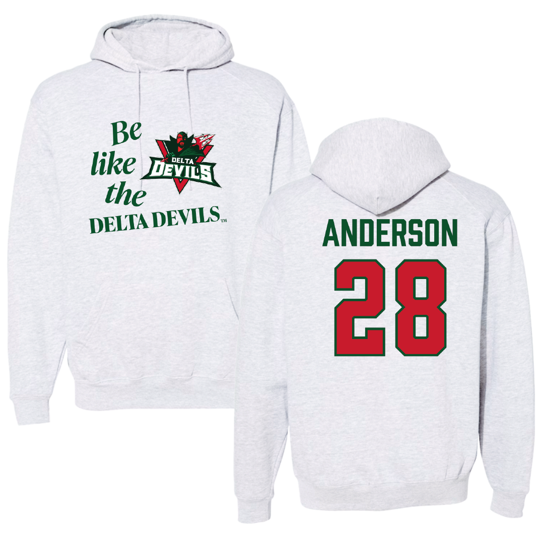 Mississippi Valley State University Football Light Gray Be Like Us Hoodie - #28 Jordan Anderson