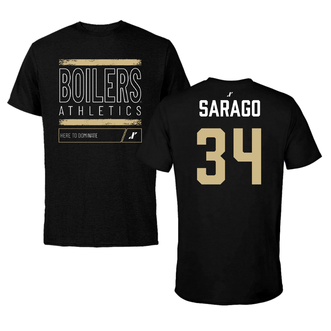 Purdue University Softball Black Dominate Performance Tee - #34 Kate Sarago