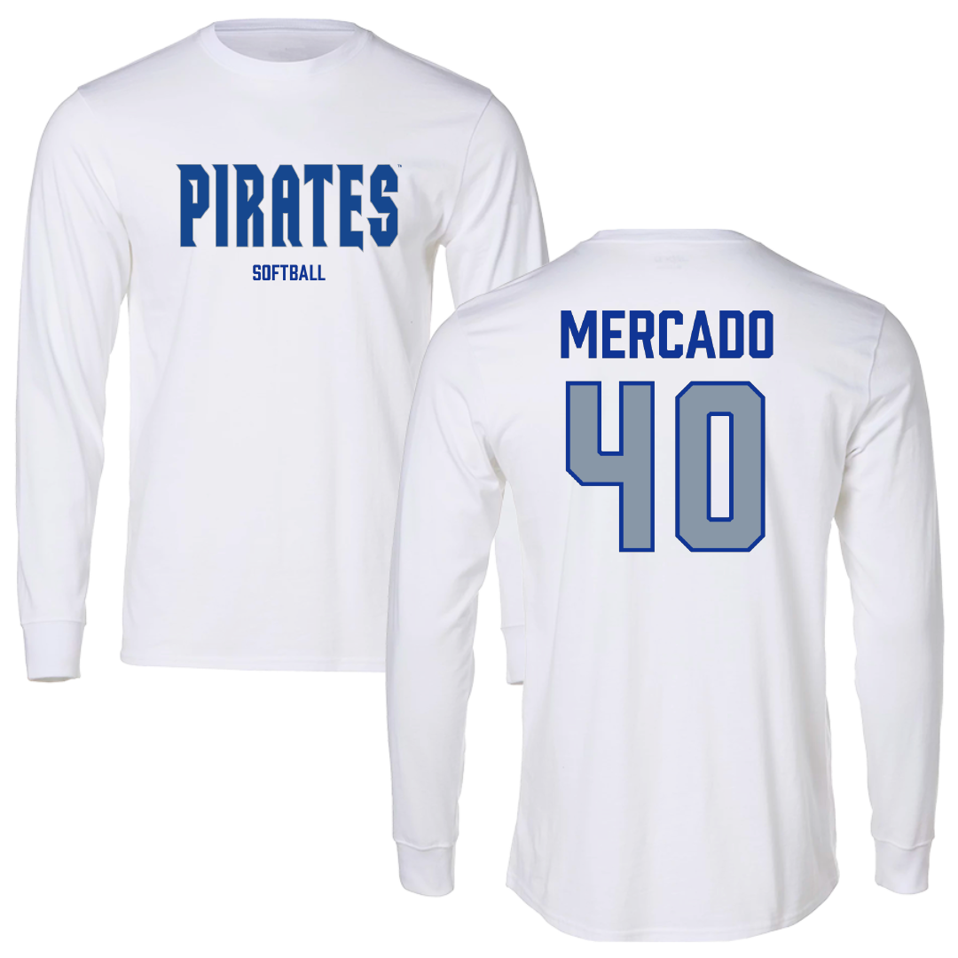 Seton Hall University Softball White Performance Long Sleeve - #40 Gabby Mercado