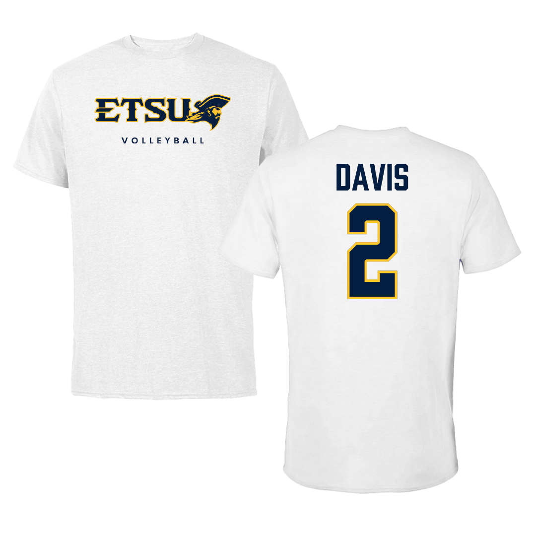 East Tennessee State University Volleyball White Performance Tee - #2 Sophie Davis