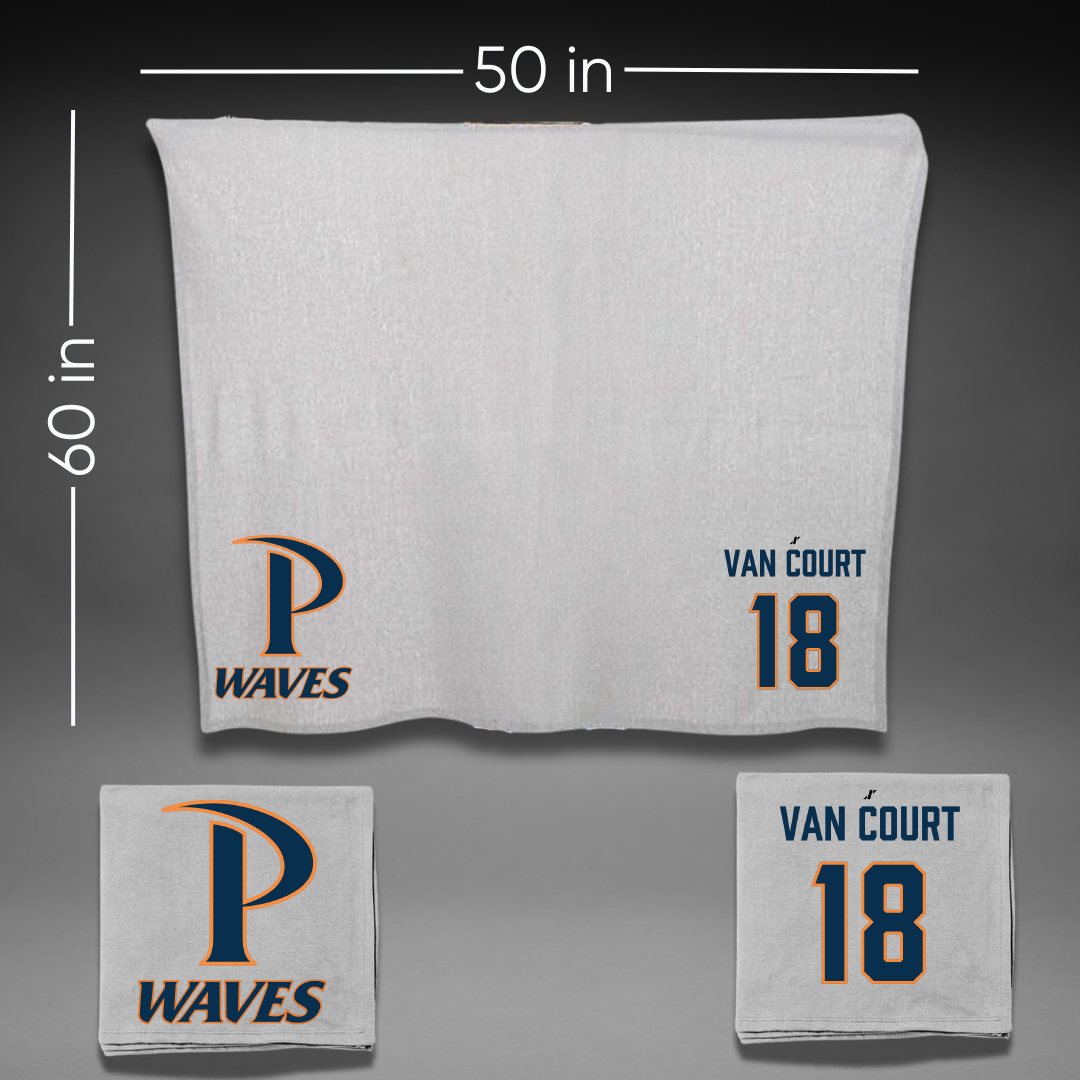 Pepperdine University Baseball Gray Blanket - #18 Drew Van Court