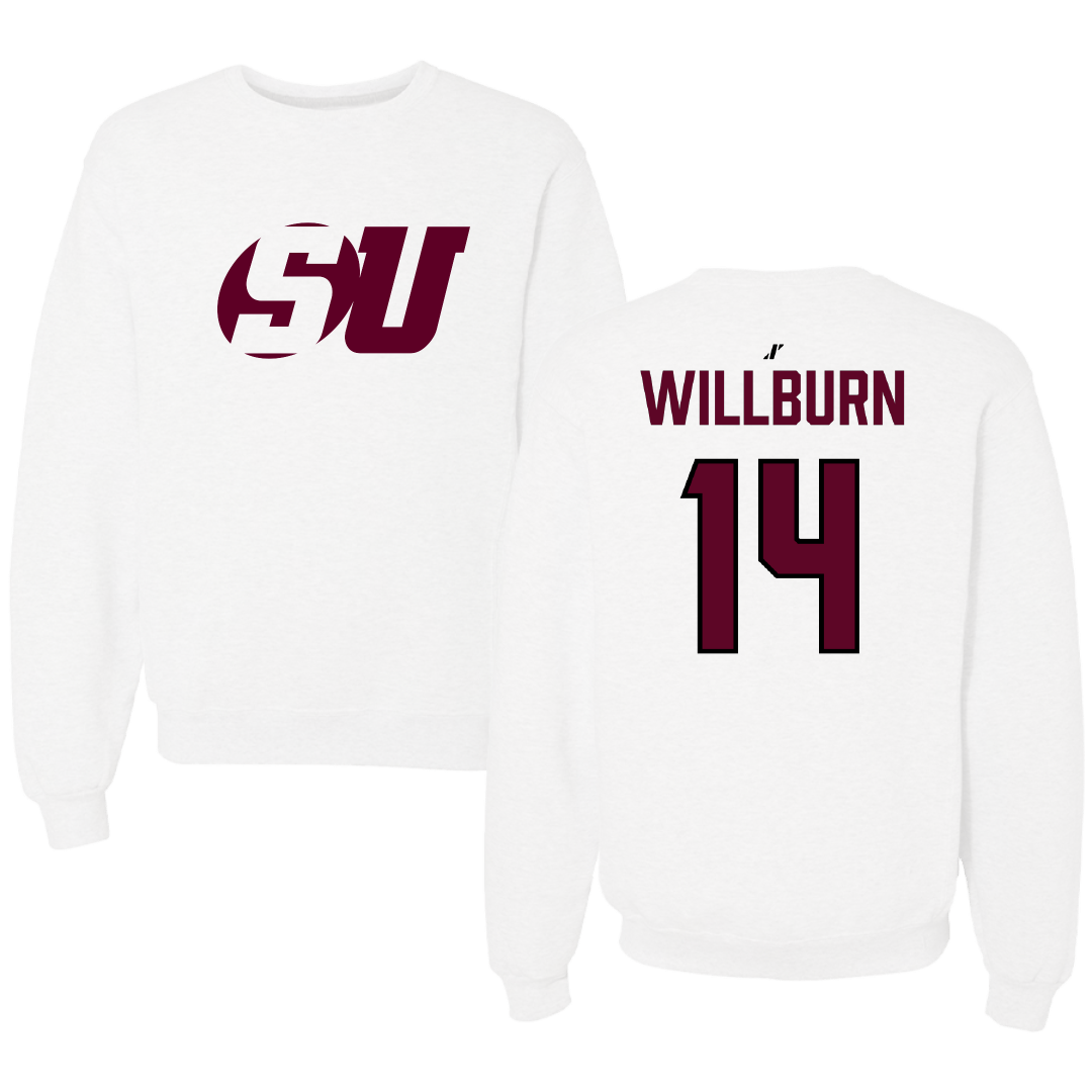 Schreiner University Volleyball (W) White Crewneck - #14 Ashlyn Willburn