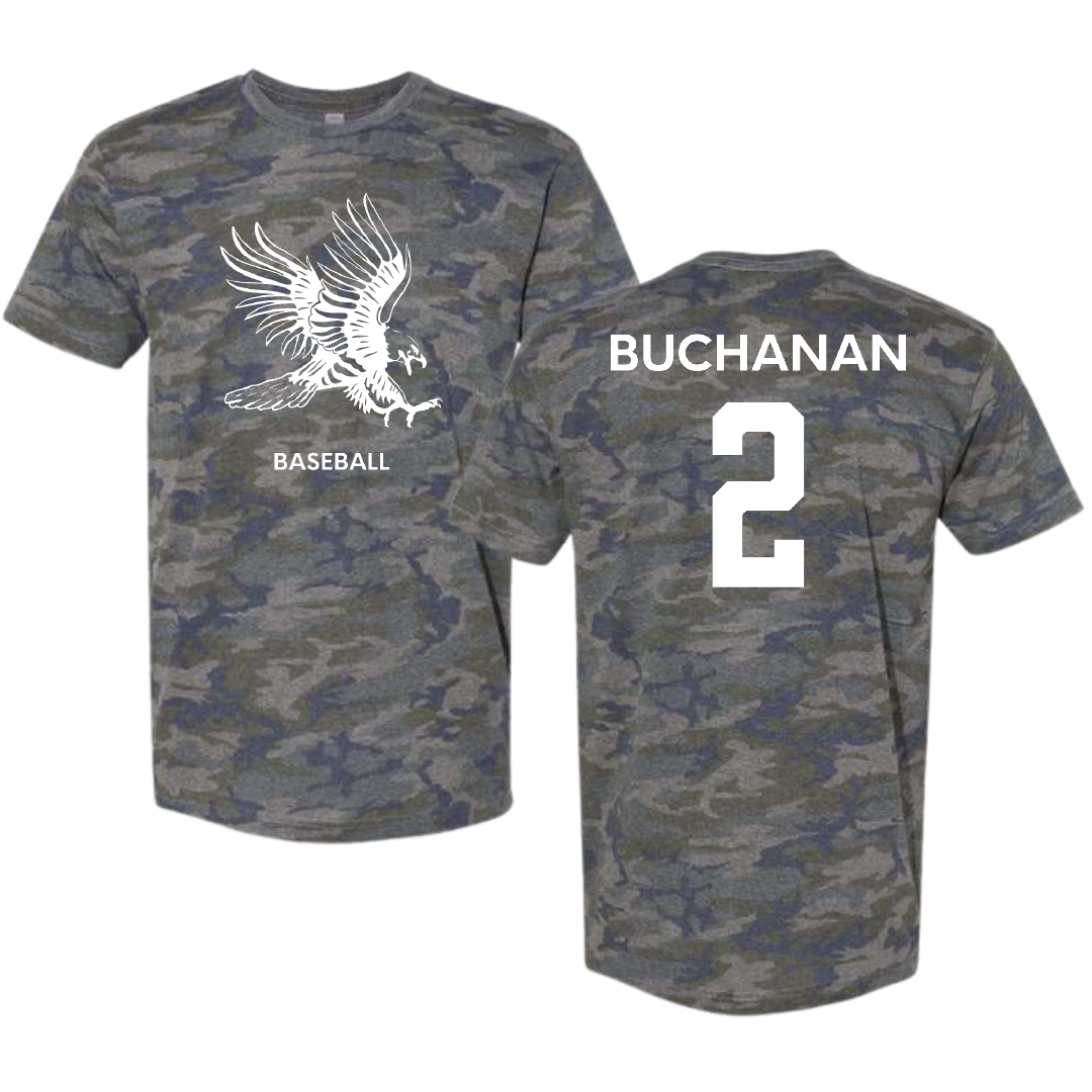 Dickinson State University Baseball Vintage Camo Tee - #2 Jace Buchanan