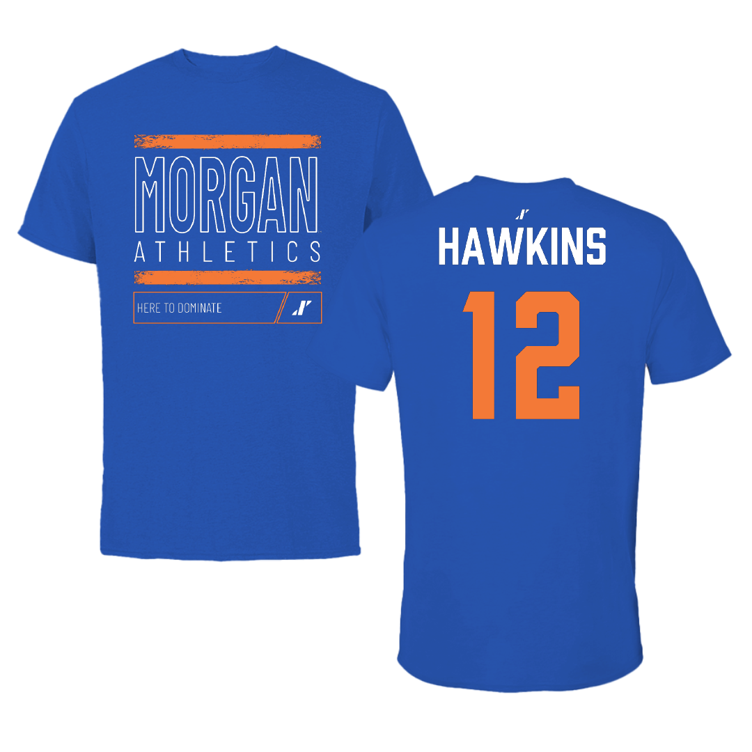 Morgan State University Lacrosse (M) Blue Dominate Tee - #12 Derek Hawkins