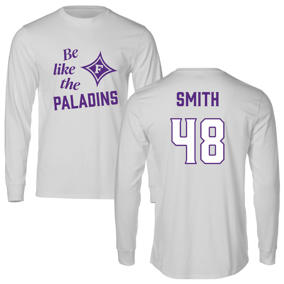 Furman University Football Light Gray Be Like Us Performance Long Sleeve - #48 Luke Smith