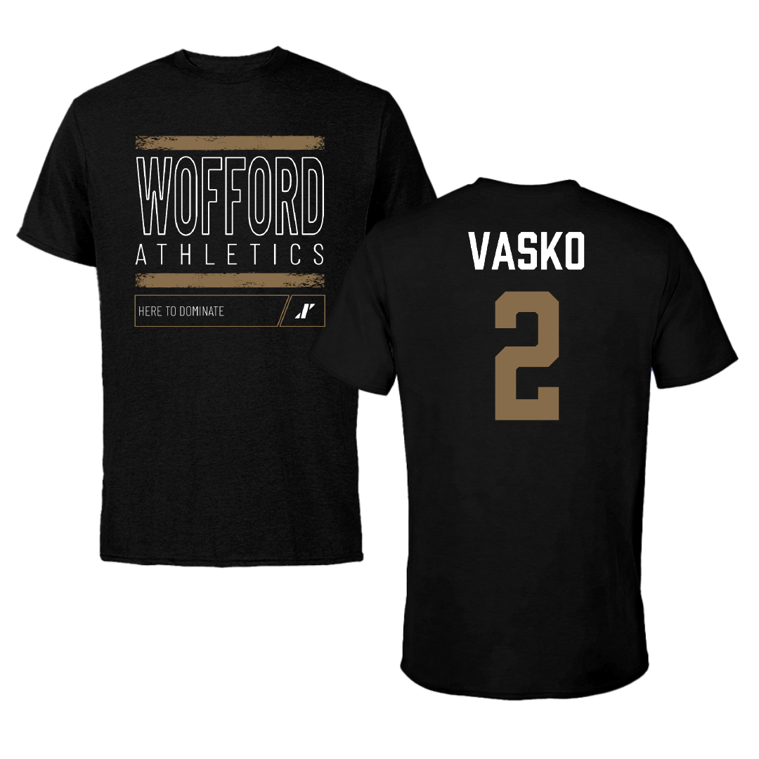 Wofford College Basketball Black Dominate Performance Tee - #2 Cayden Vasko