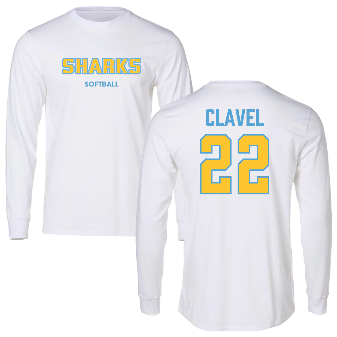 Long Island University Softball White Performance Long Sleeve - #22 Gigi Clavel