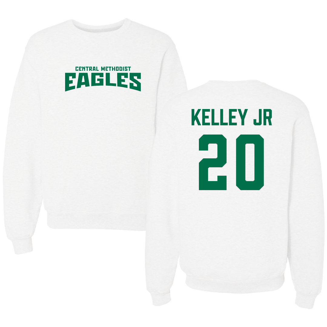 Central Methodist University Football White Classic Crewneck - #20 Derrick Kelley Jr