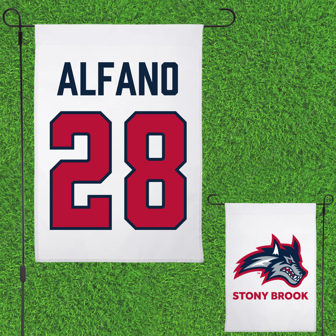 Stony Brook University Softball White Garden Flag - #28 Josie Alfano