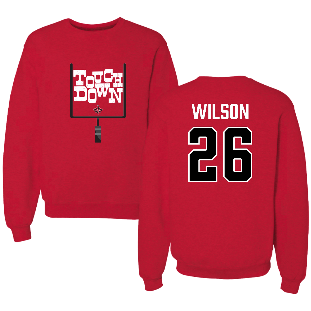 University of Louisiana at Lafayette Football Red Touchdown Crewneck - #26 Kerry Wilson