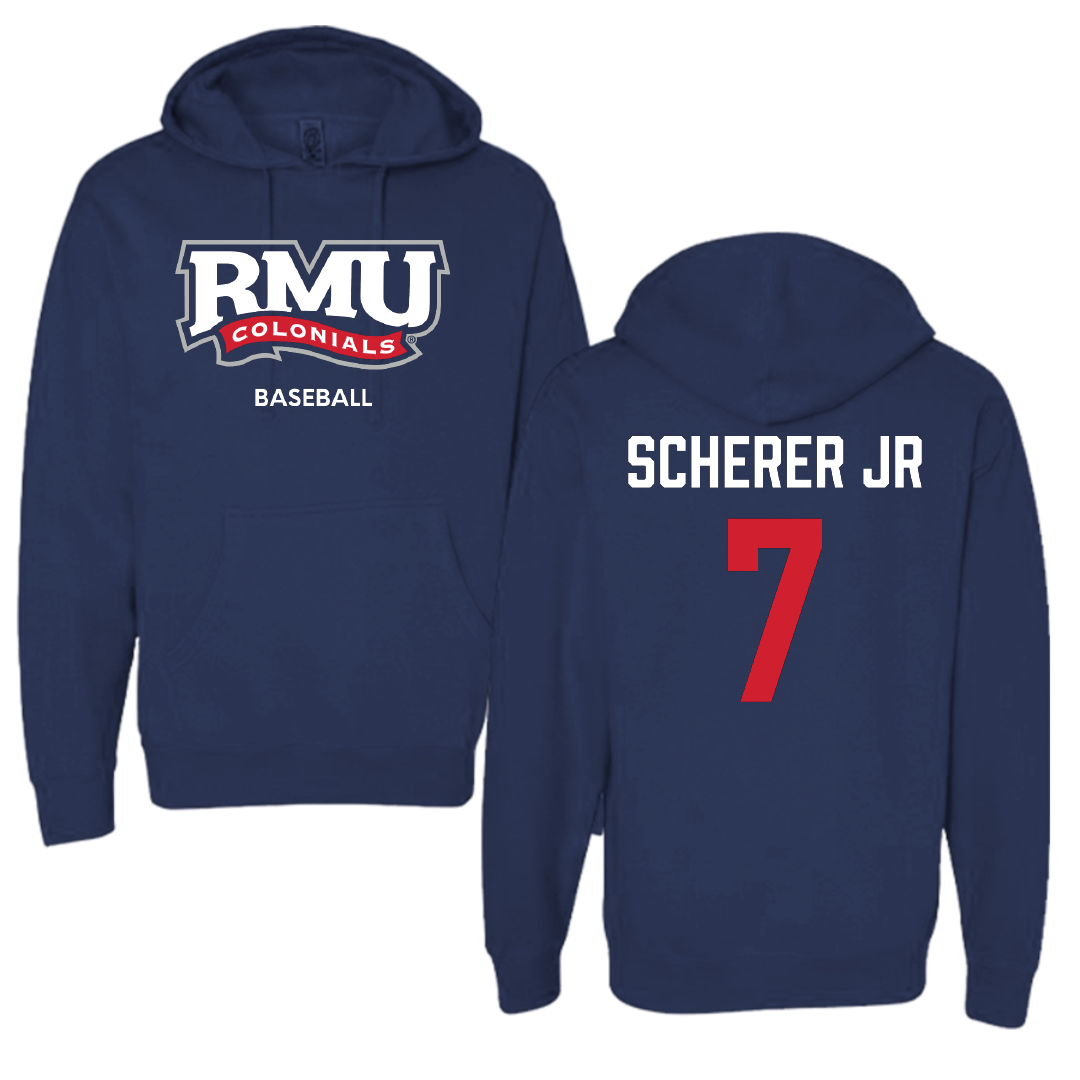 Robert Morris University Baseball Navy Hoodie - #7 Nathan Scherer Jr