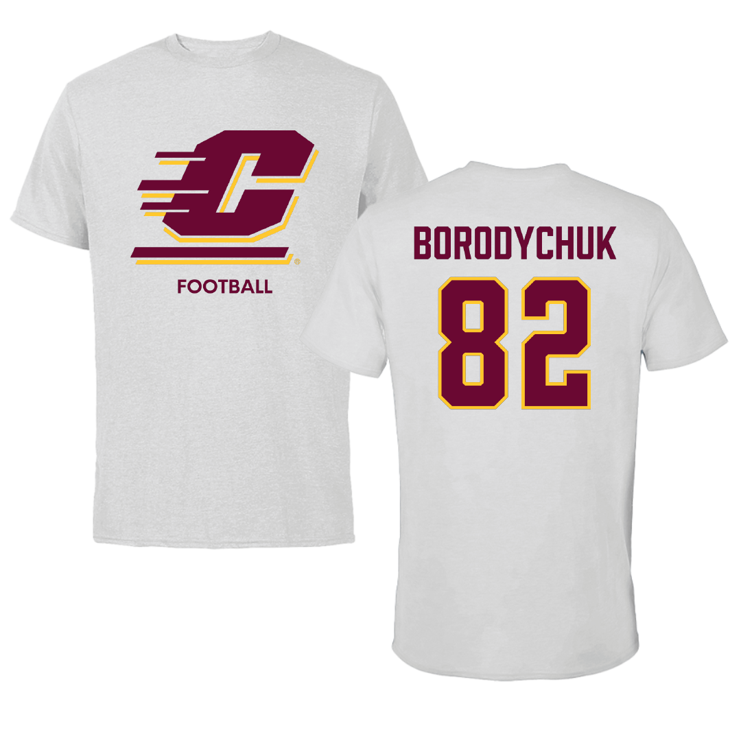Central Michigan University Football Light Gray Tee - #82 Logan Borodychuk