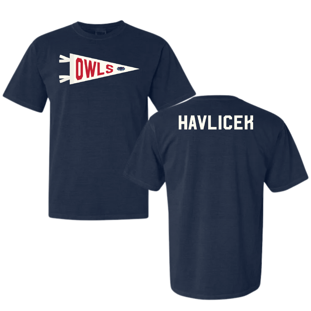 Florida Atlantic University Tennis Navy Pennant Comfort Colors Tee - Mark Havlicek