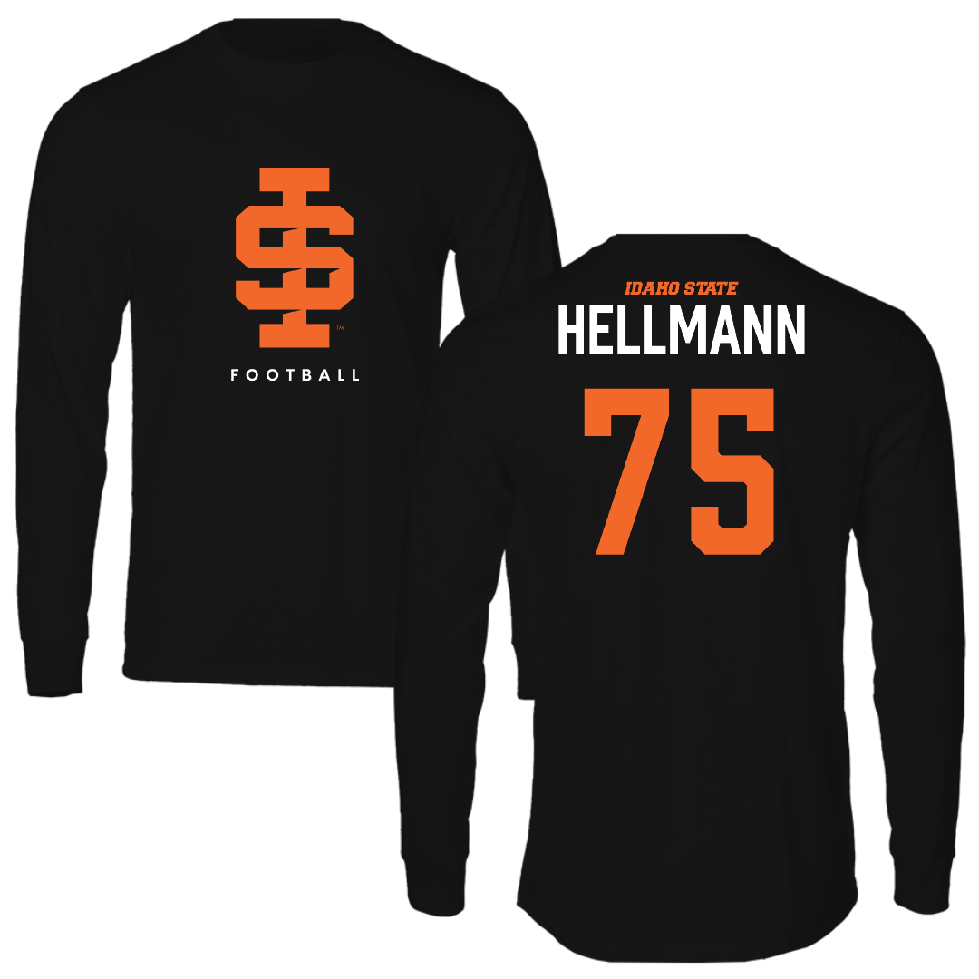 Idaho State University Football Black Long Sleeve - #75 Jakob Hellmann