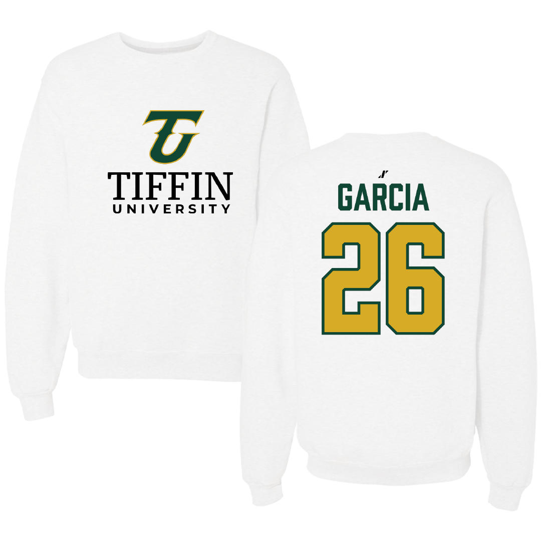Tiffin University Lacrosse White Crewneck - #26 Danny Garcia