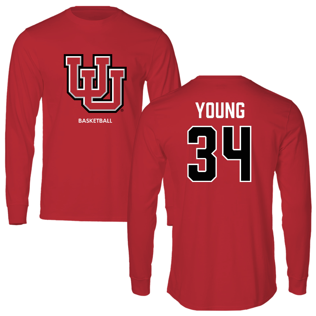 University of Utah Basketball (W) Red Block Long Sleeve - #34 Dasia Young