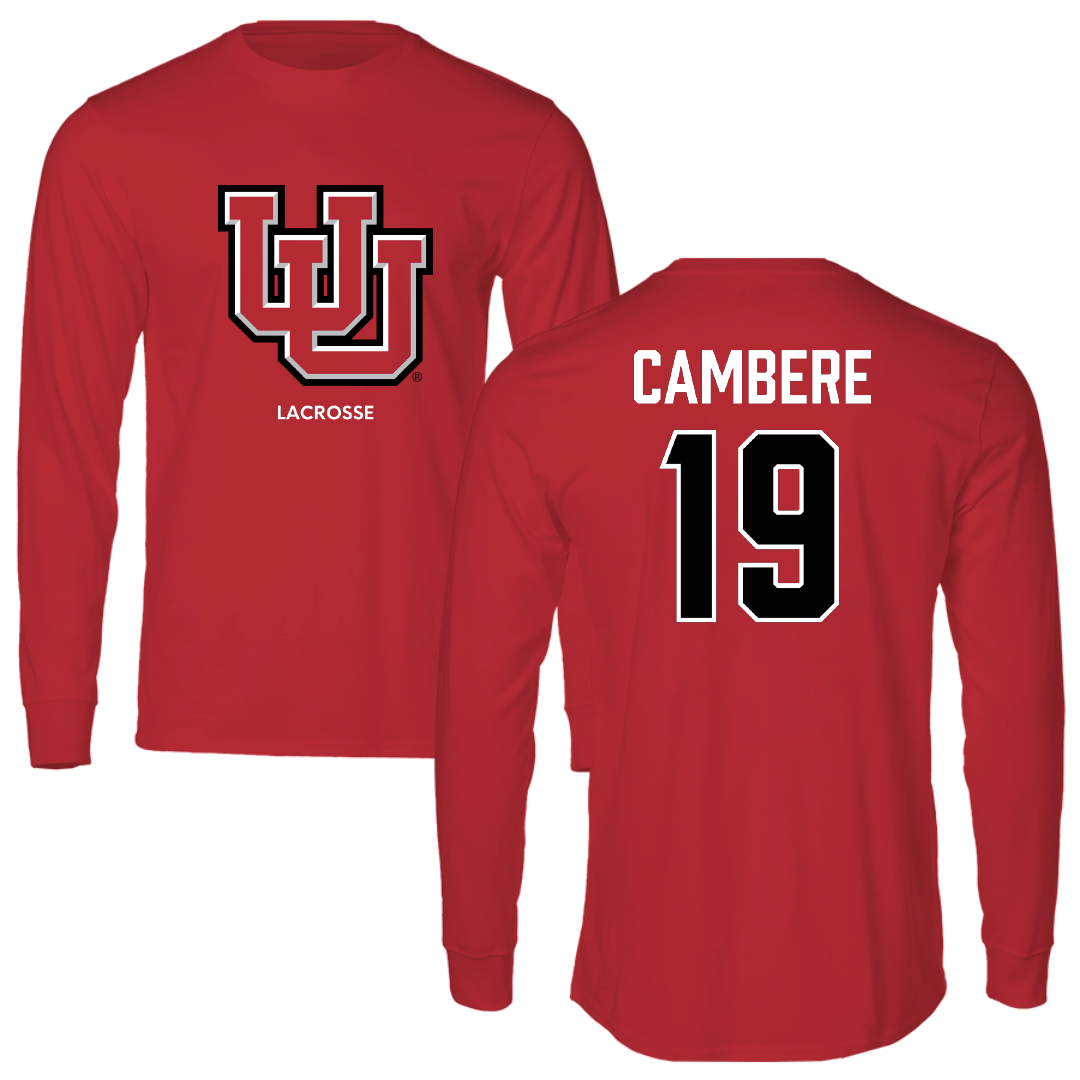 University of Utah Lacrosse (M) Red Block Long Sleeve - #19 Sammy Cambere