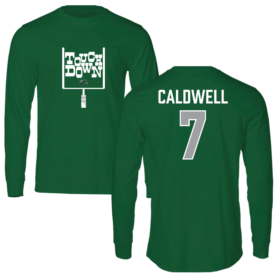 Northeastern State University Football Green Touchdown Long Sleeve - #7 Jaquavion Caldwell