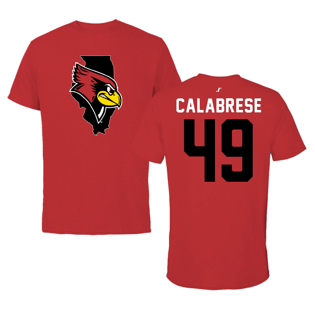 Illinois State University Football Red State Performance Tee - #49 Dylan Calabrese