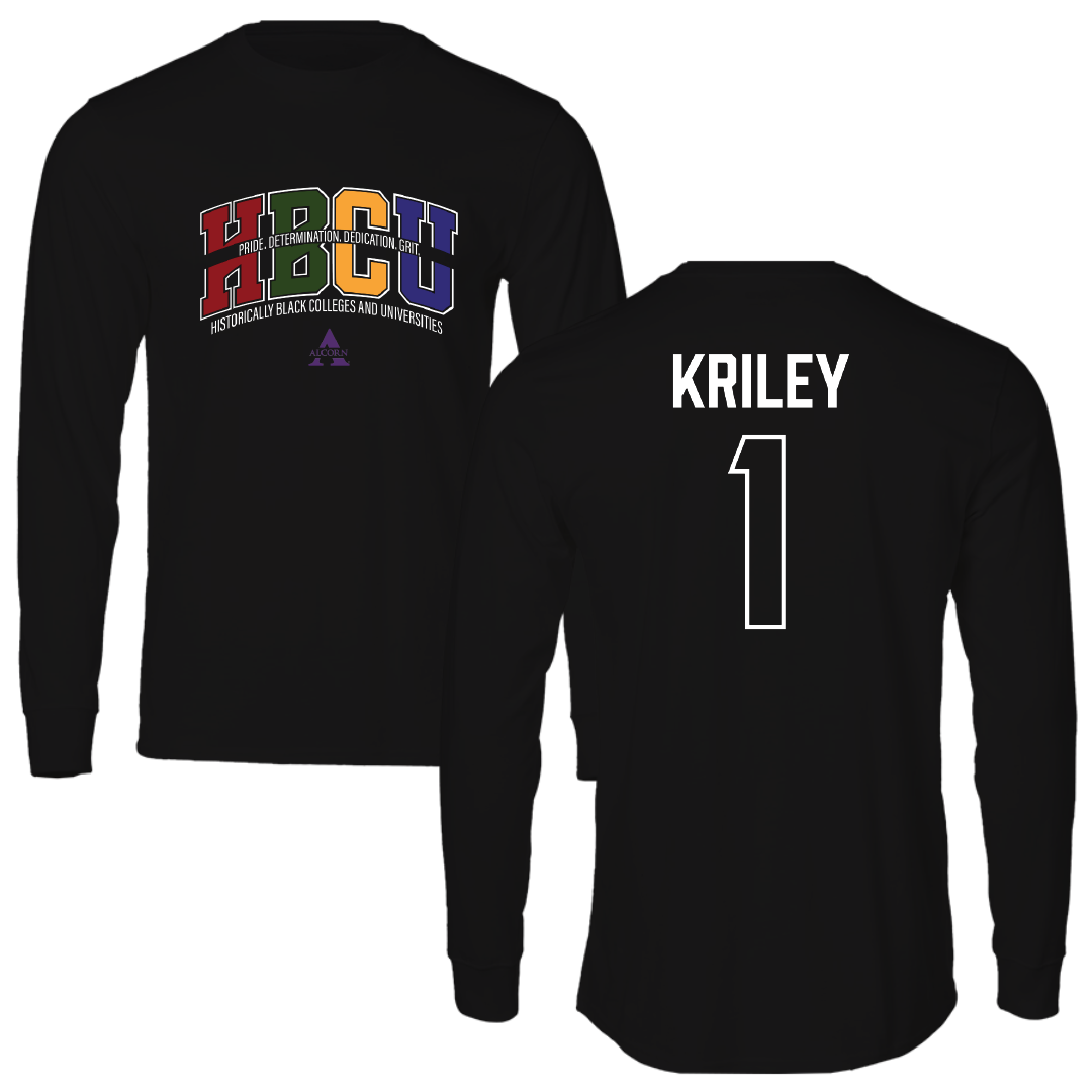 Alcorn State University Baseball Black HBCU Long Sleeve - #1 Devin Kriley