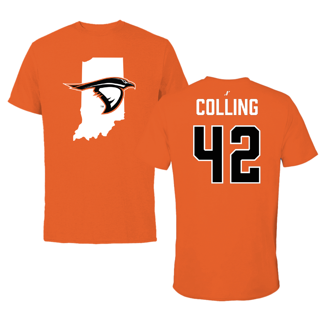 Anderson University (Indiana) Baseball Orange State Performance Tee - #42 Ethan Colling