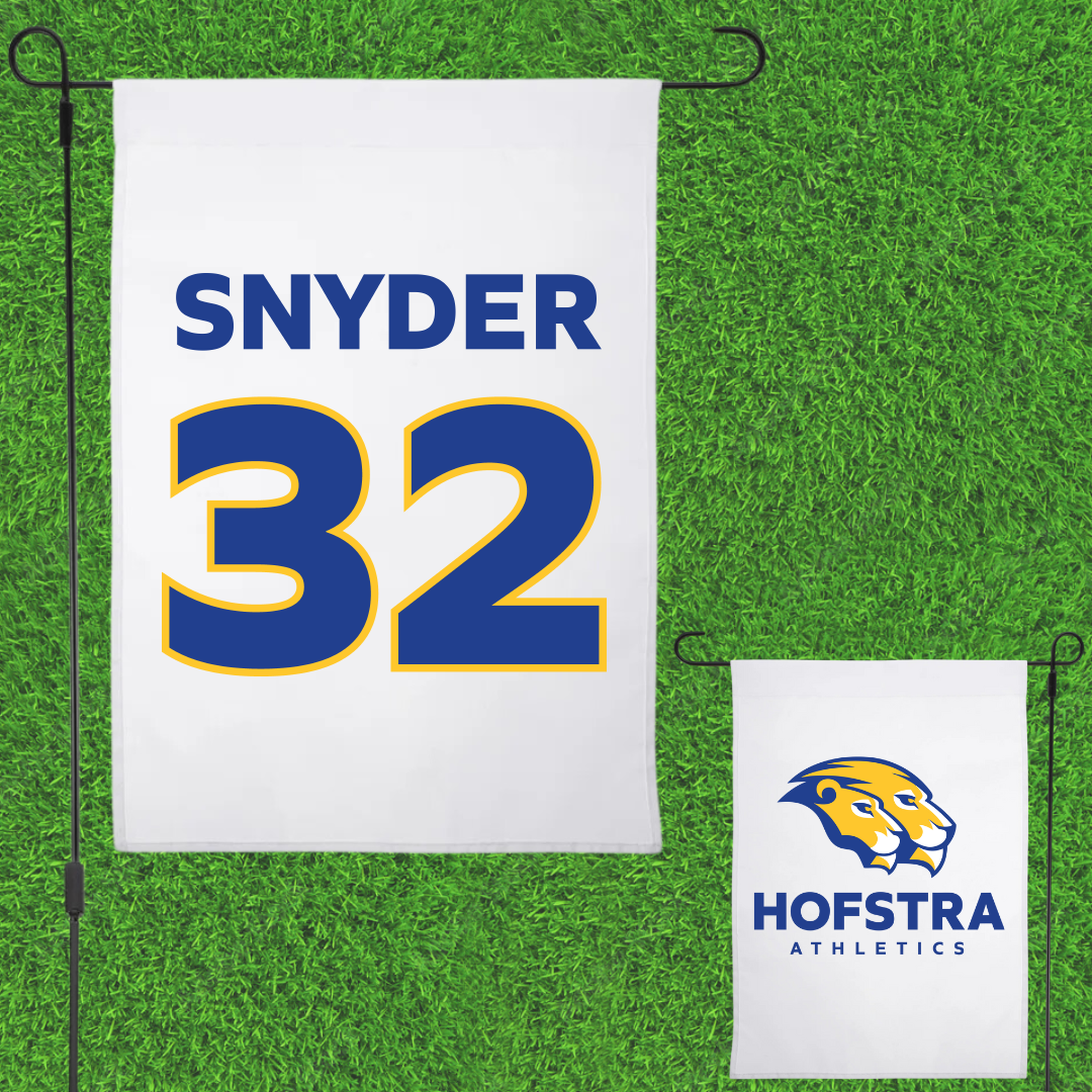 Hofstra University Baseball White Garden Flag - #32 Trenton Snyder