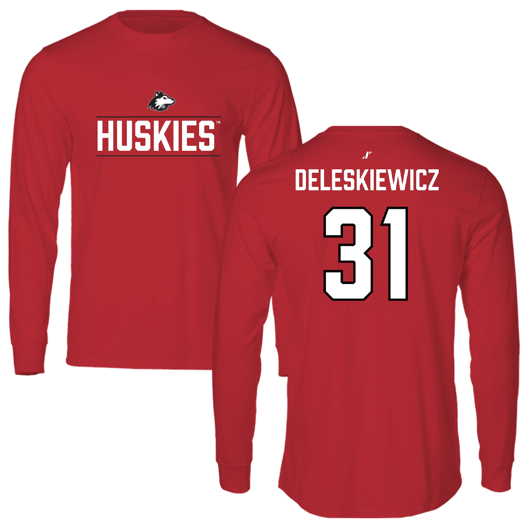 Northern Illinois University Baseball Red General Performance Long Sleeve - #31 Tyler Deleskiewicz