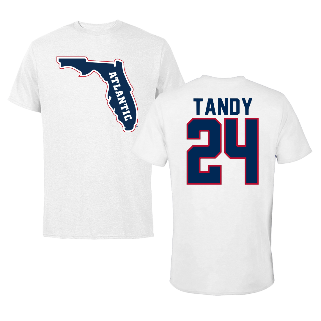Florida Atlantic University Basketball White Performance Tee - #24 Dekeyvan Tandy