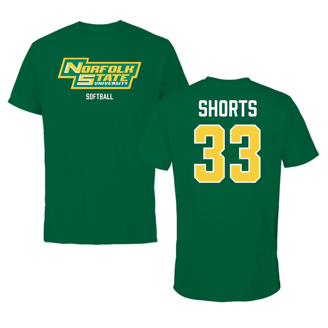 Norfolk State University Softball Green Performance Tee - #33 Emory Shorts