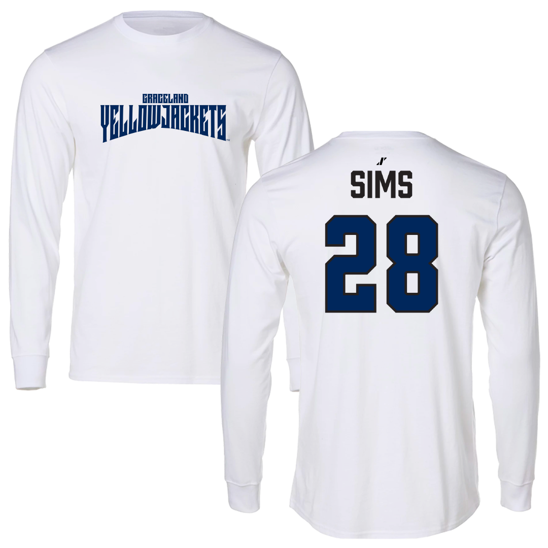Graceland University Baseball White Classic Performance Long Sleeve - #28 Ashtyn Sims