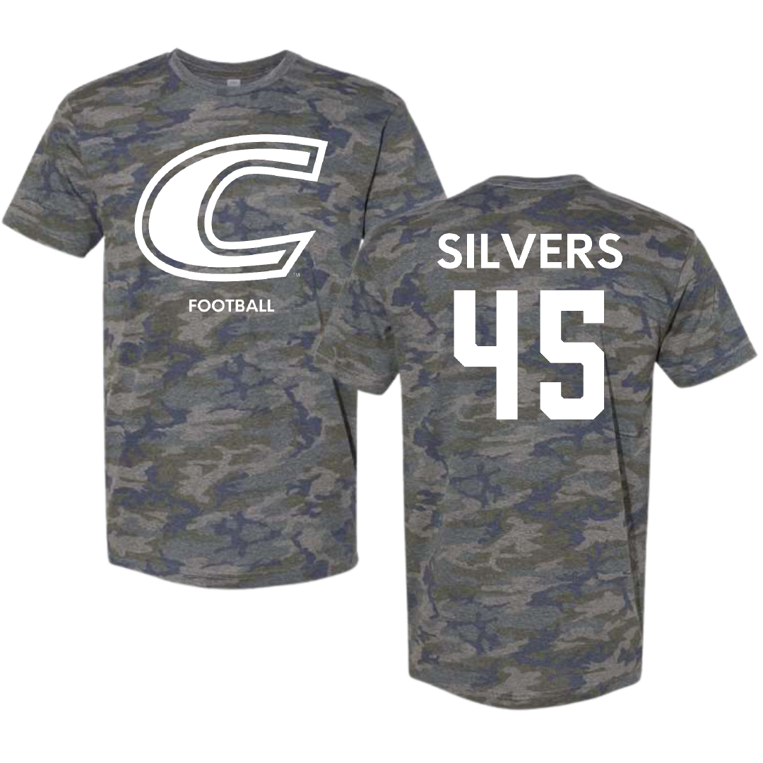 Centre College Football Vintage Camo Tee - #45 Caleb Silvers