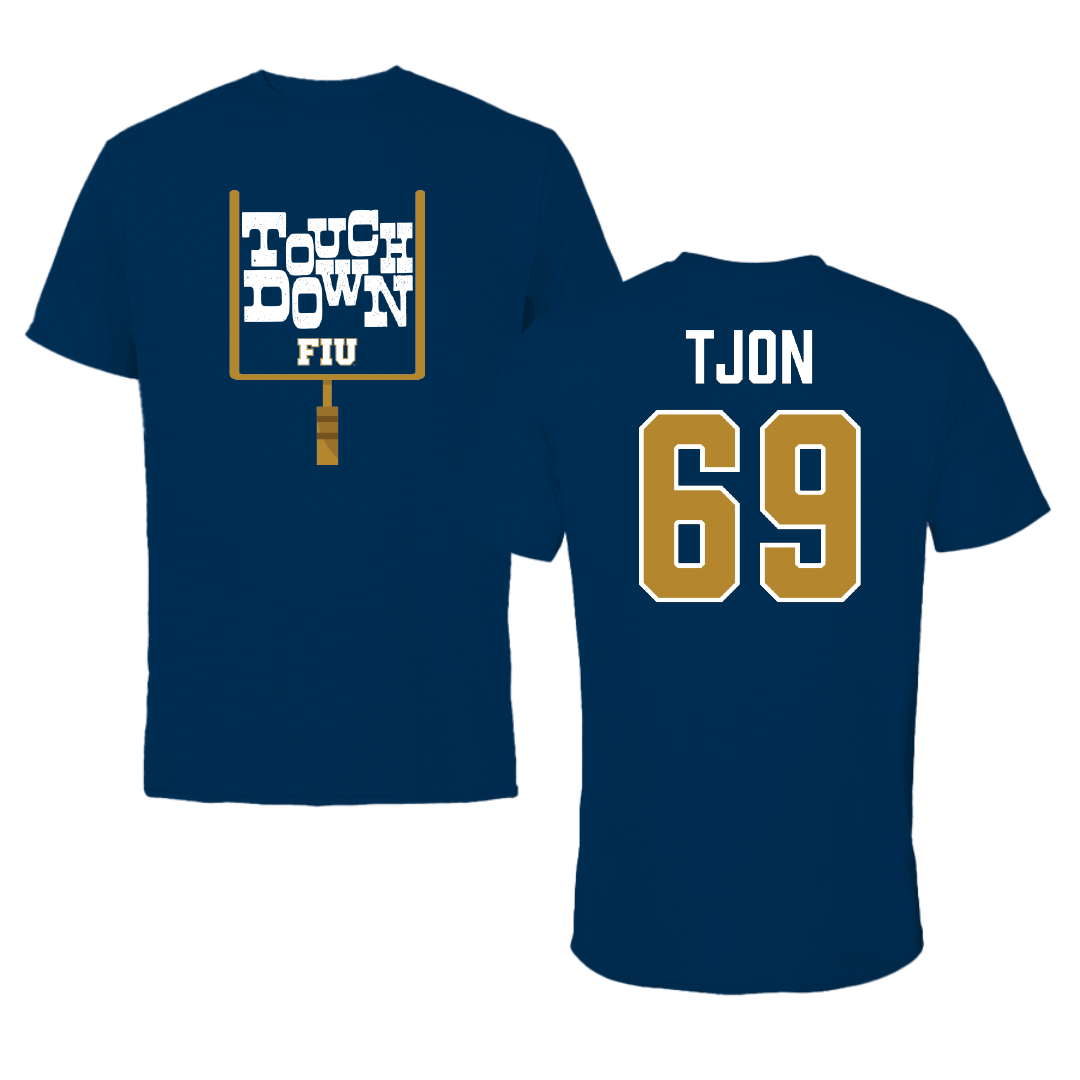 Florida International University Football Navy Touchdown Performance Tee - #69 Ming Tjon