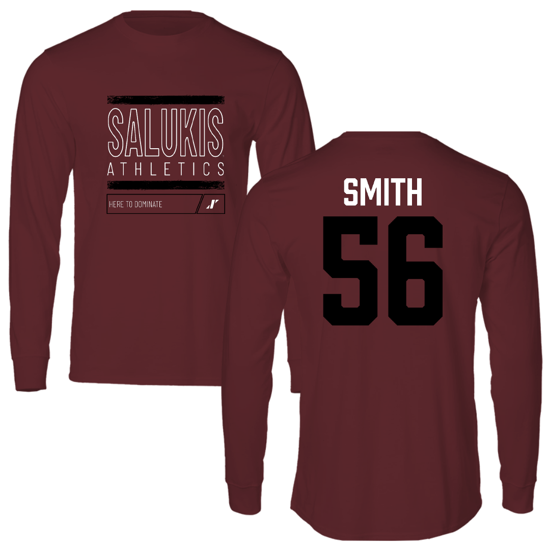 Southern Illinois University at Carbondale Football Maroon Dominate Long Sleeve - #56 Carmelo Smith