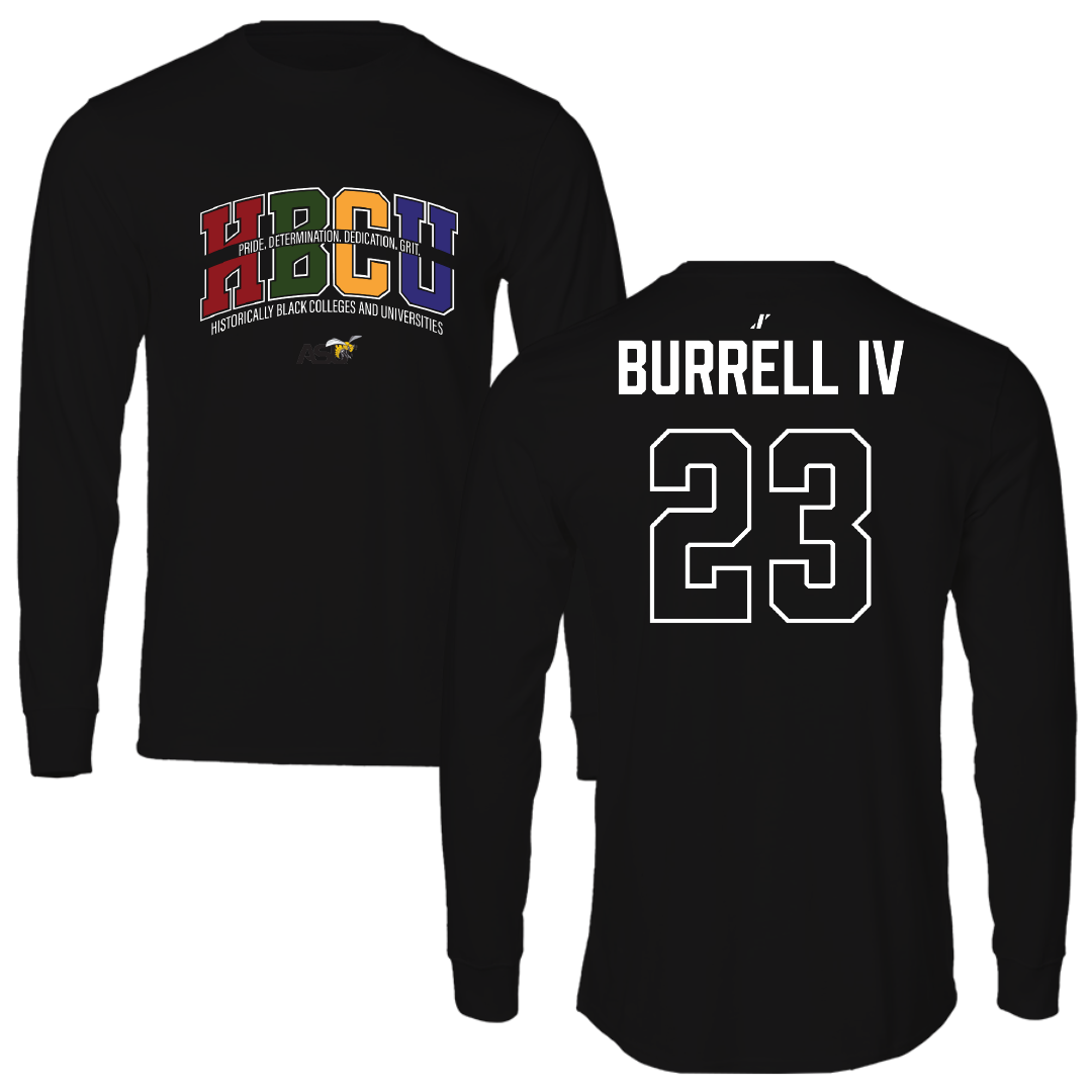 Alabama State University Football Black HBCU Performance Long Sleeve - #23 Vincent Burrell IV