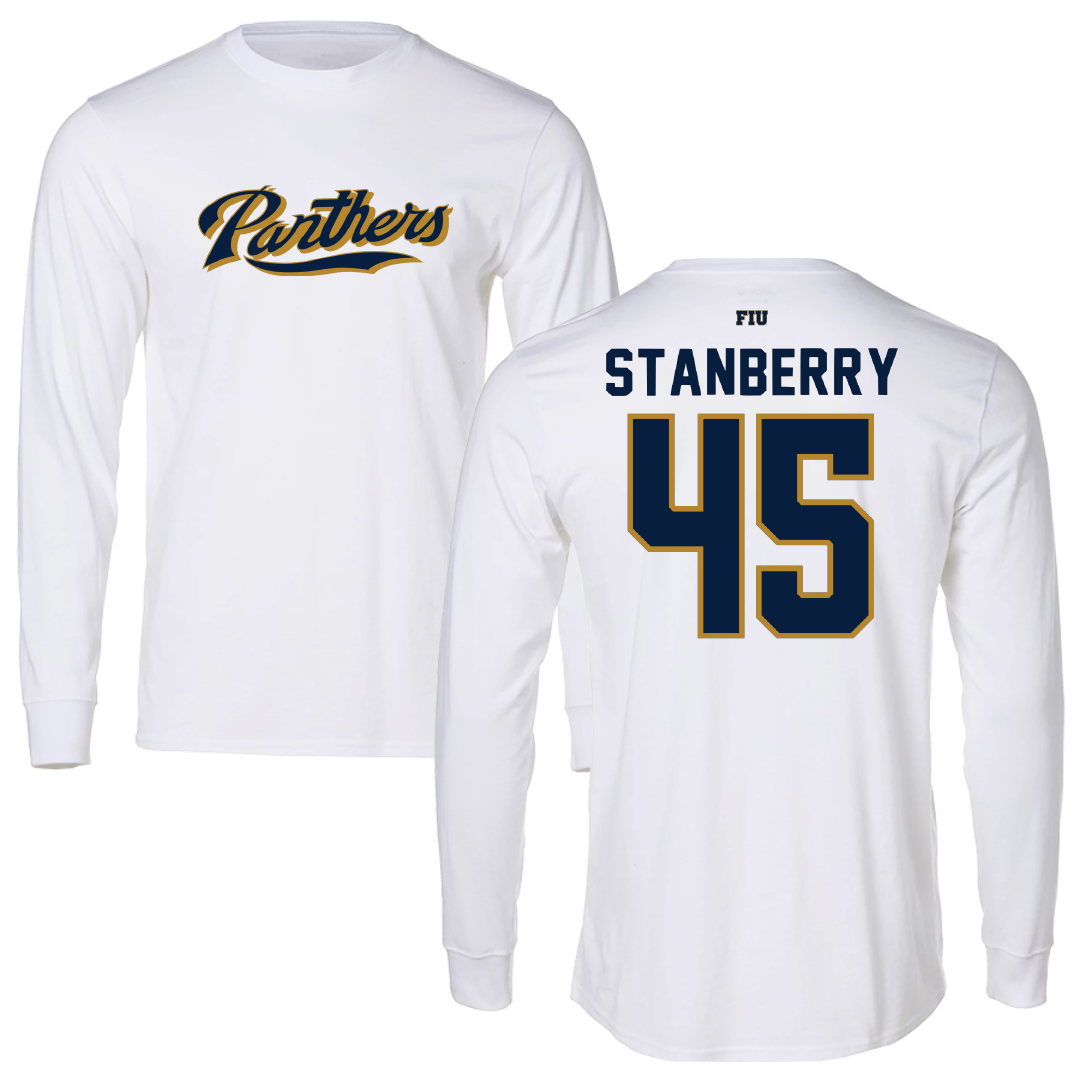Florida International University Baseball White Panthers Performance Long Sleeve - #45 Imarion Stanberry